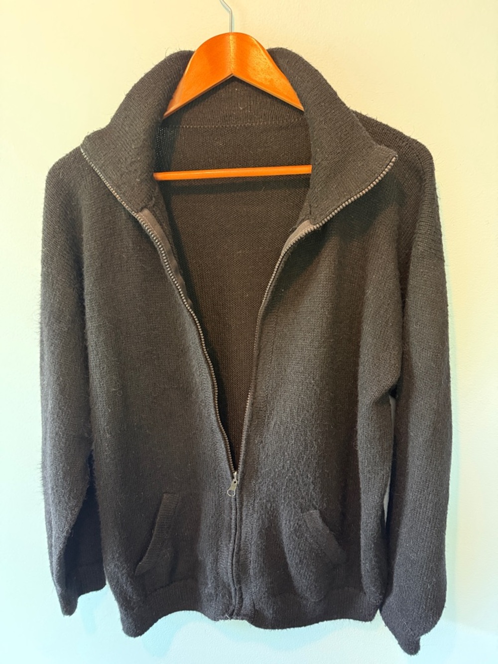 Black Full-Zip Mock Neck Sweater